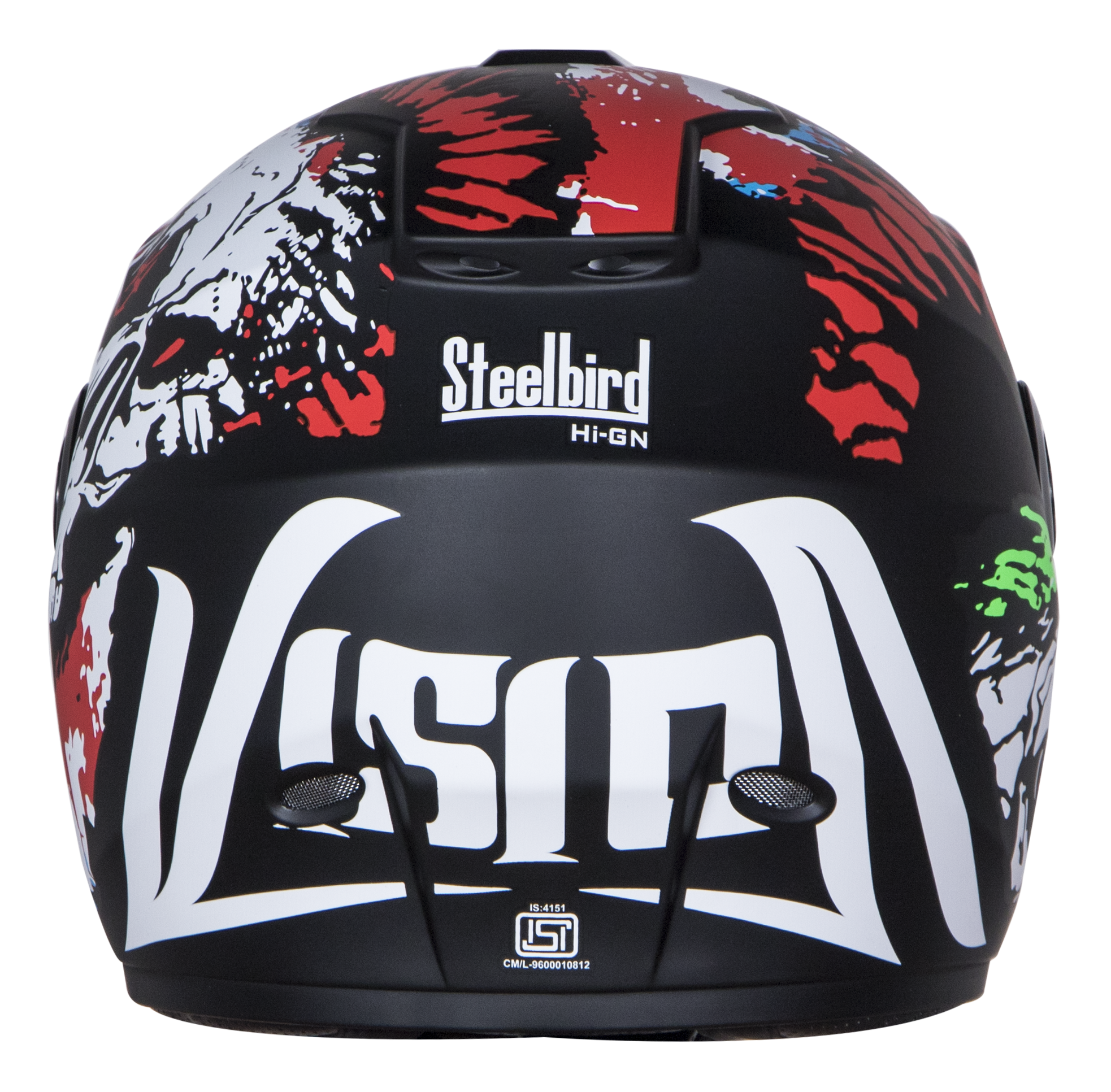 SBH-11 Vision Skull Mat Black With Red( Fitted With Clear Visor Extra Smoke Visor Free)
